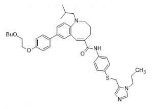 (E)-8-(4-(2-butoxyethoxy)phenyl)-1-isobutyl-N-(4-((1-propyl-1H-imidazol-5-yl)methylthio)phenyl)-1,2,3,4-tetrahydrobenzo[b]azocine-5-carboxamide